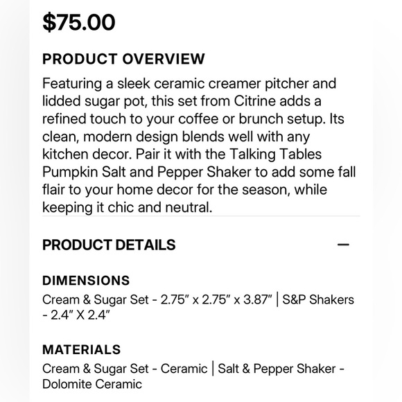 Citrine Sugar and Creamer Set & Talking Tables Pumpkin Sat and Pepper Shakers - Picture 3 of 9